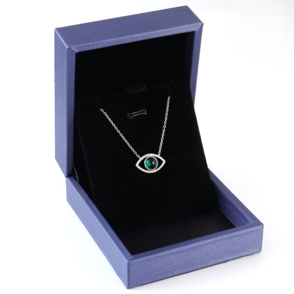 Emerald silver pendant for women - Eye model