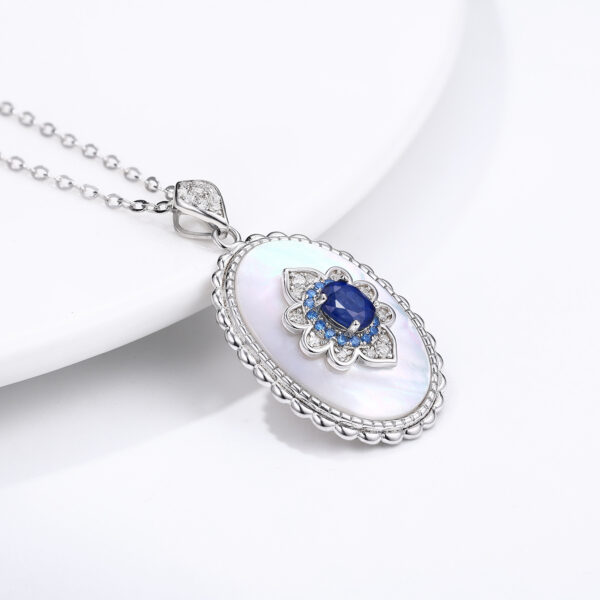 Sapphire Diamond Necklace 925 Sterling Silver