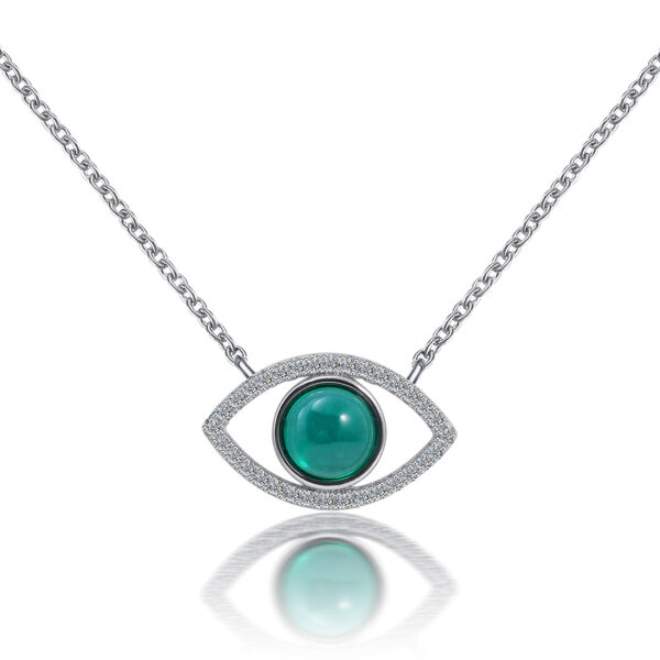 Emerald silver pendant for women - Eye model