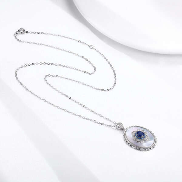 Sapphire Diamond Necklace 925 Sterling Silver