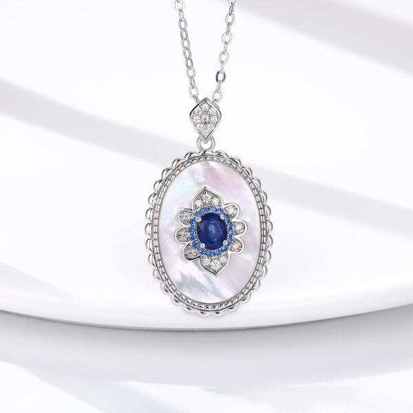 Sapphire Diamond Necklace 925 Sterling Silver