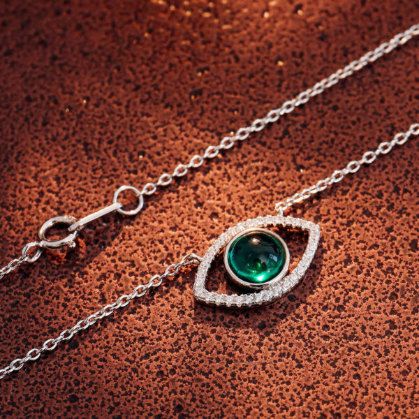 Emerald silver pendant for women - Eye model