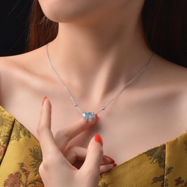 Ocean blue women's silver necklace (Heart Model)