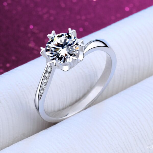 Women's silver diamond ring