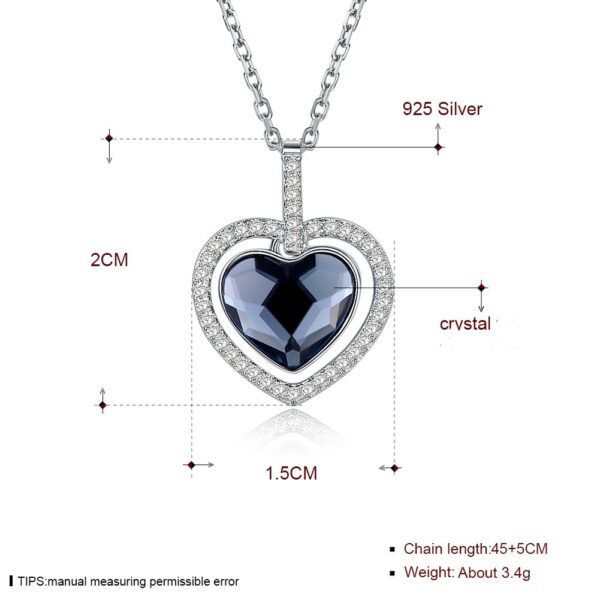 Crystal silver necklace for women (Heart Model)