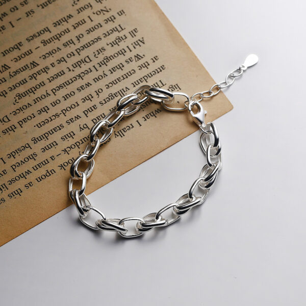 Thick chain silver bracelet