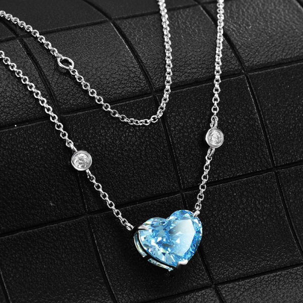 Ocean blue women's silver necklace (Heart Model)