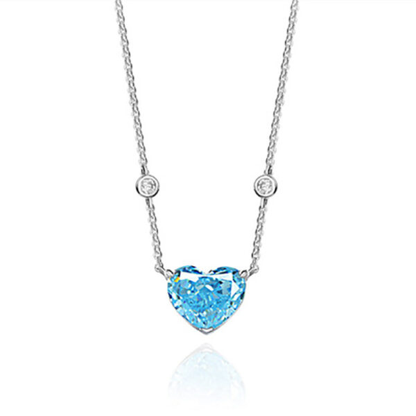 Ocean blue women's silver necklace (Heart Model)