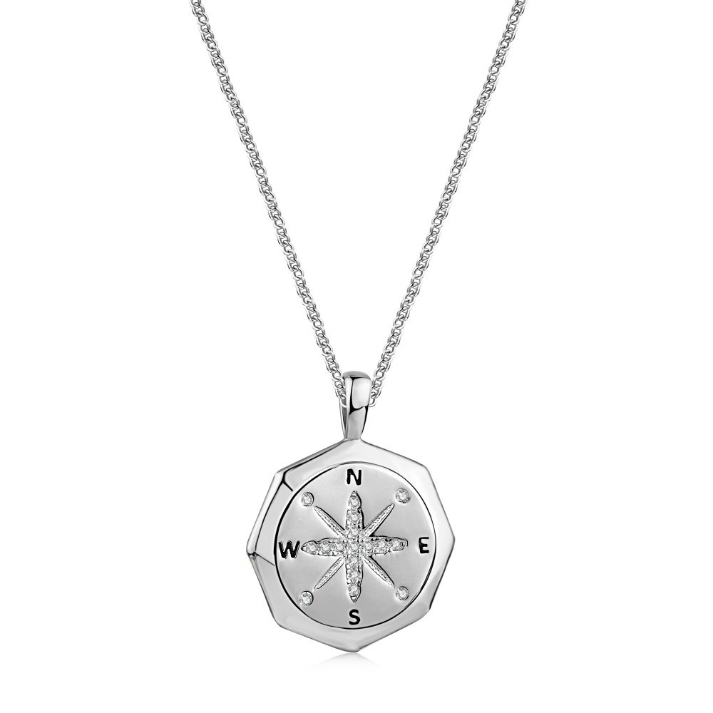 Women's silver Necklace (Lucky Compass Model) - luna luminary