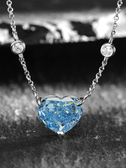 Ocean blue women's silver necklace - luna luminary