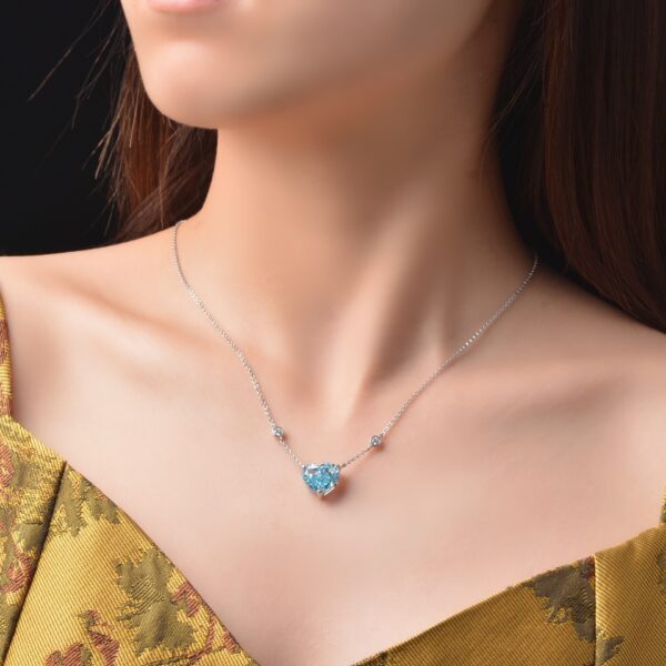 Ocean blue women's silver necklace (Heart Model)