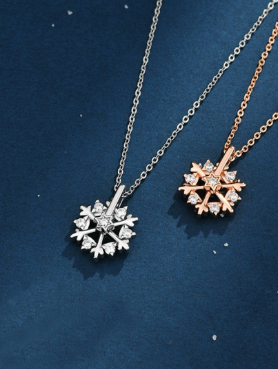 Women's silver necklace - Snowflake Model - lunaluminary